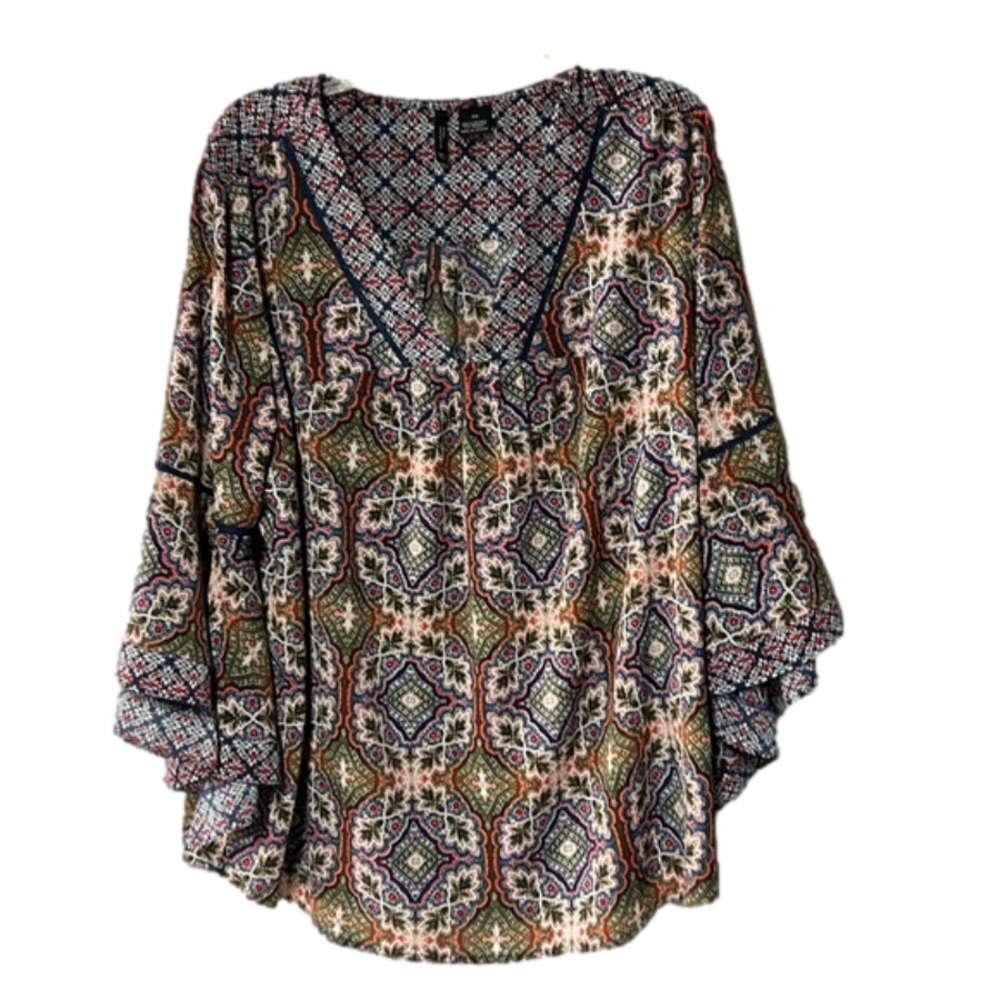Women’s New Directions plus size 3X patterned blouse beautiful great condition‎